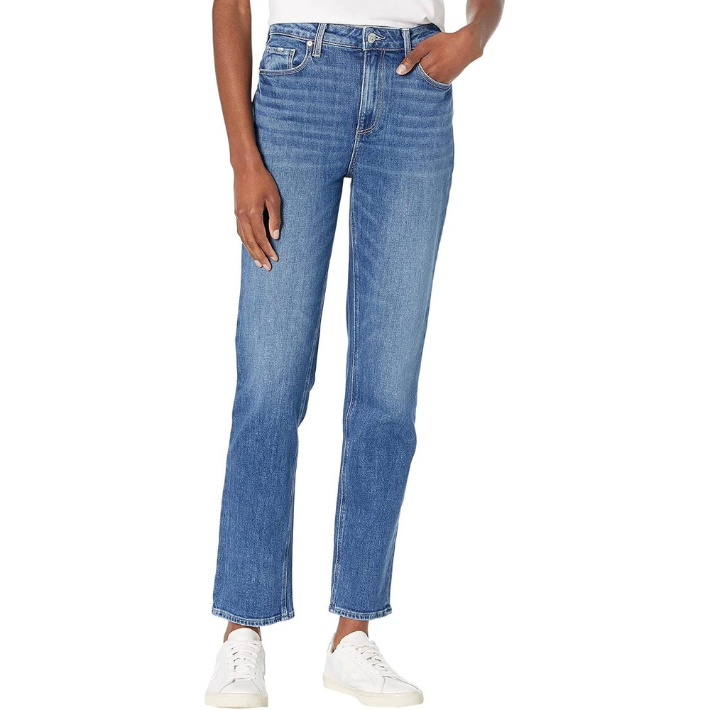 Paige Stella Crop Jeans Womens 32 Straight Roadhouse High Rise Seamed Beltloops